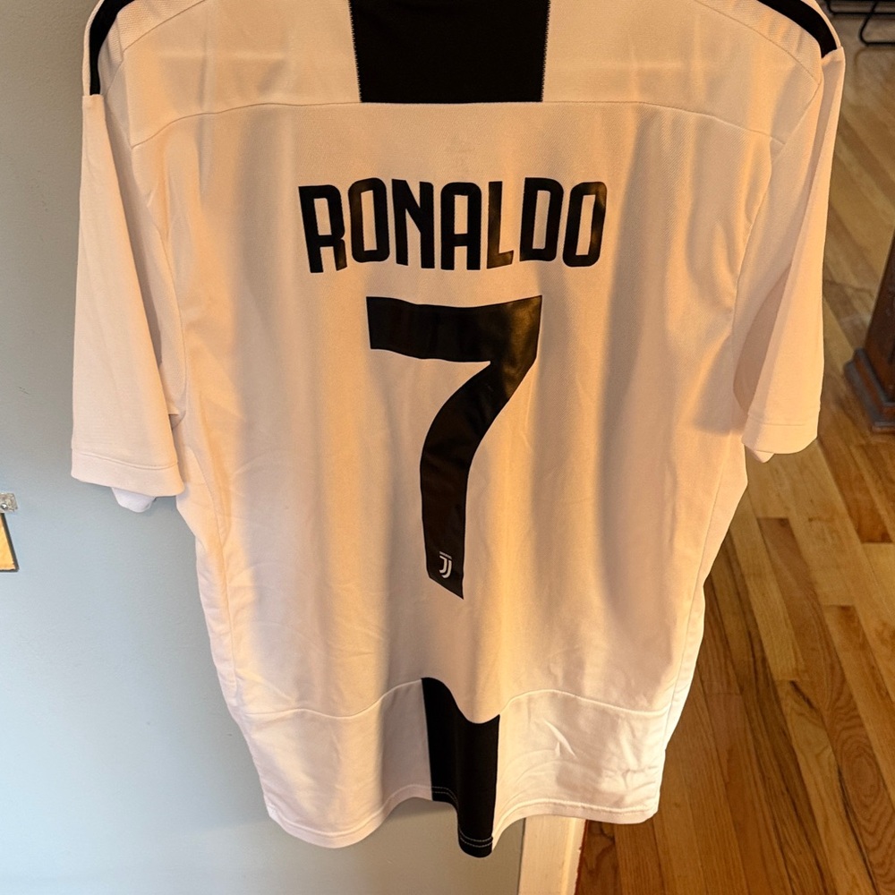 Adidas Juventus Striped Black and White Ronaldo Jersey - Picture 3 of 3